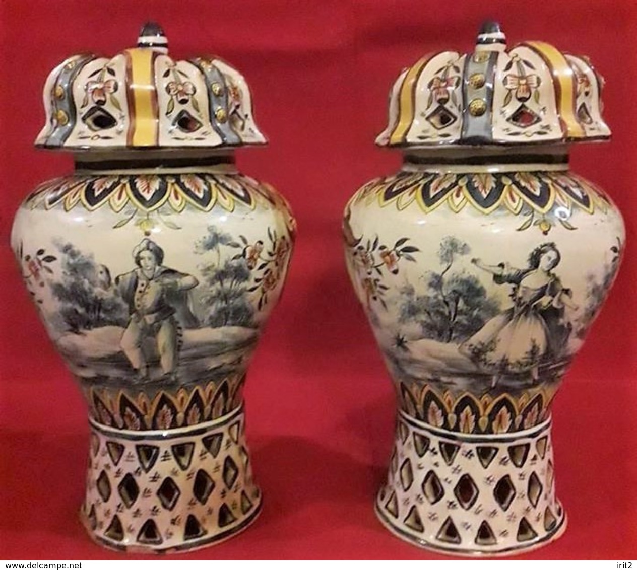 France 1700 -800 Pottery Pairs Perfectly Preserved And Are Painted With Two Different Images - Altri & Non Classificati