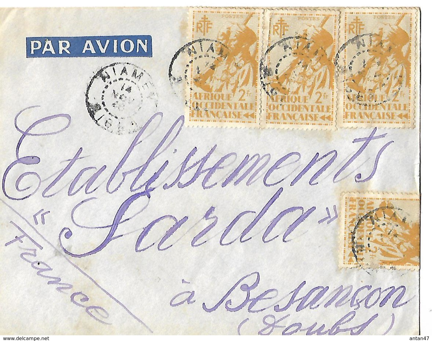 Enveloppe Par Avion / NIGER  NIAMEY / 1956?? à BESANCON / Timbres Afrique Occidentale Française - Níger (1960-...)