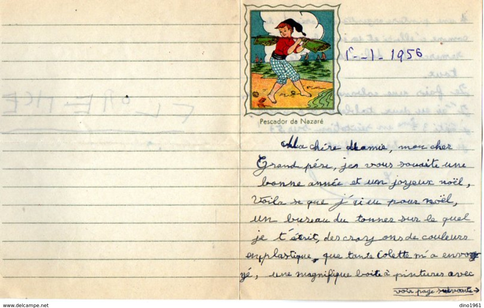 VP12.060 - Lettre Illustrée ( Pescador De Nazaré ) Des Enfants Emmanuel & Florence - Manuscripts