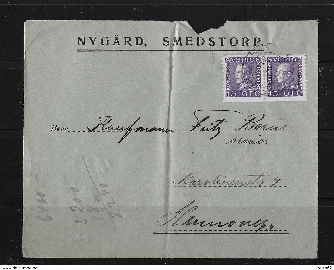 1931 Letter Nygard Smedstorp Sverige To Hannover / German - Lettres & Documents