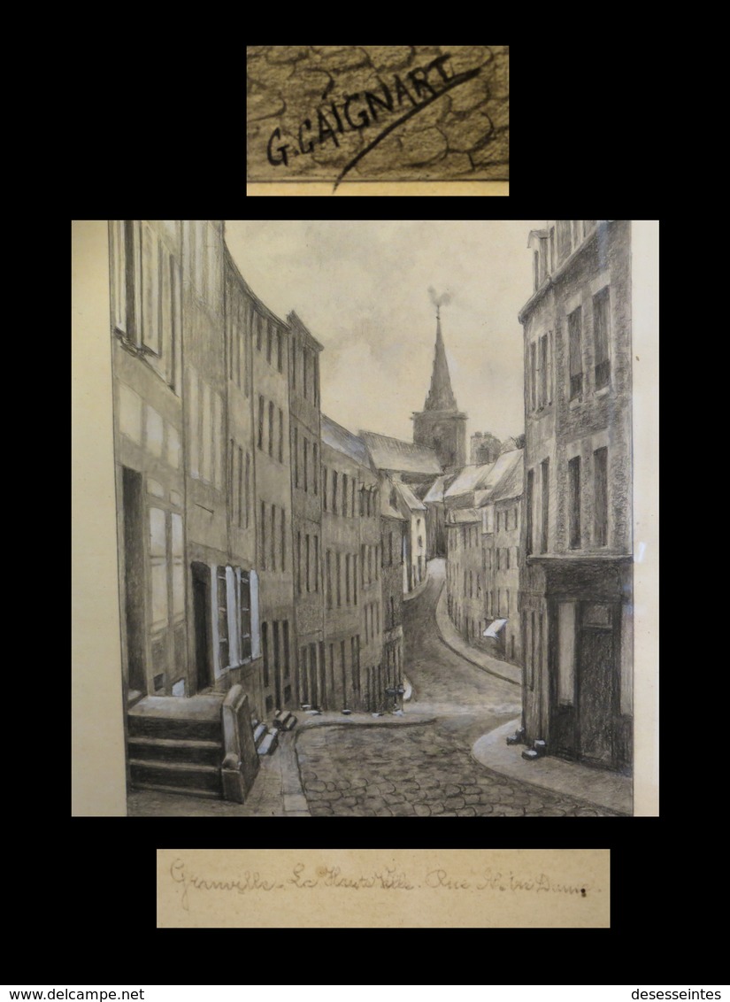 [NORMANDIE MANCHE] CAIGNART (G.) - [Dessin Original] / Granville - Rue Notre-Dame]. - Dessins