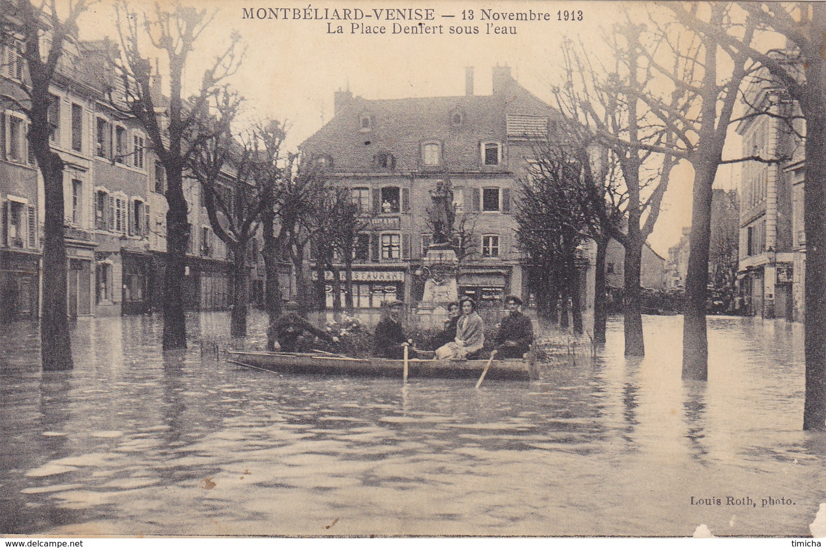 (51)   La Place Denfert Sous L' Eau 1913  (Voir état !!) - Montbéliard