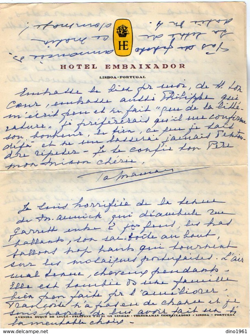 VP12.068 - Lettre De Mme BAUDOIN à L'Hotel Embaixador à LISBOA ( LISBONNE ) Portugal - Récit - Manuscrits