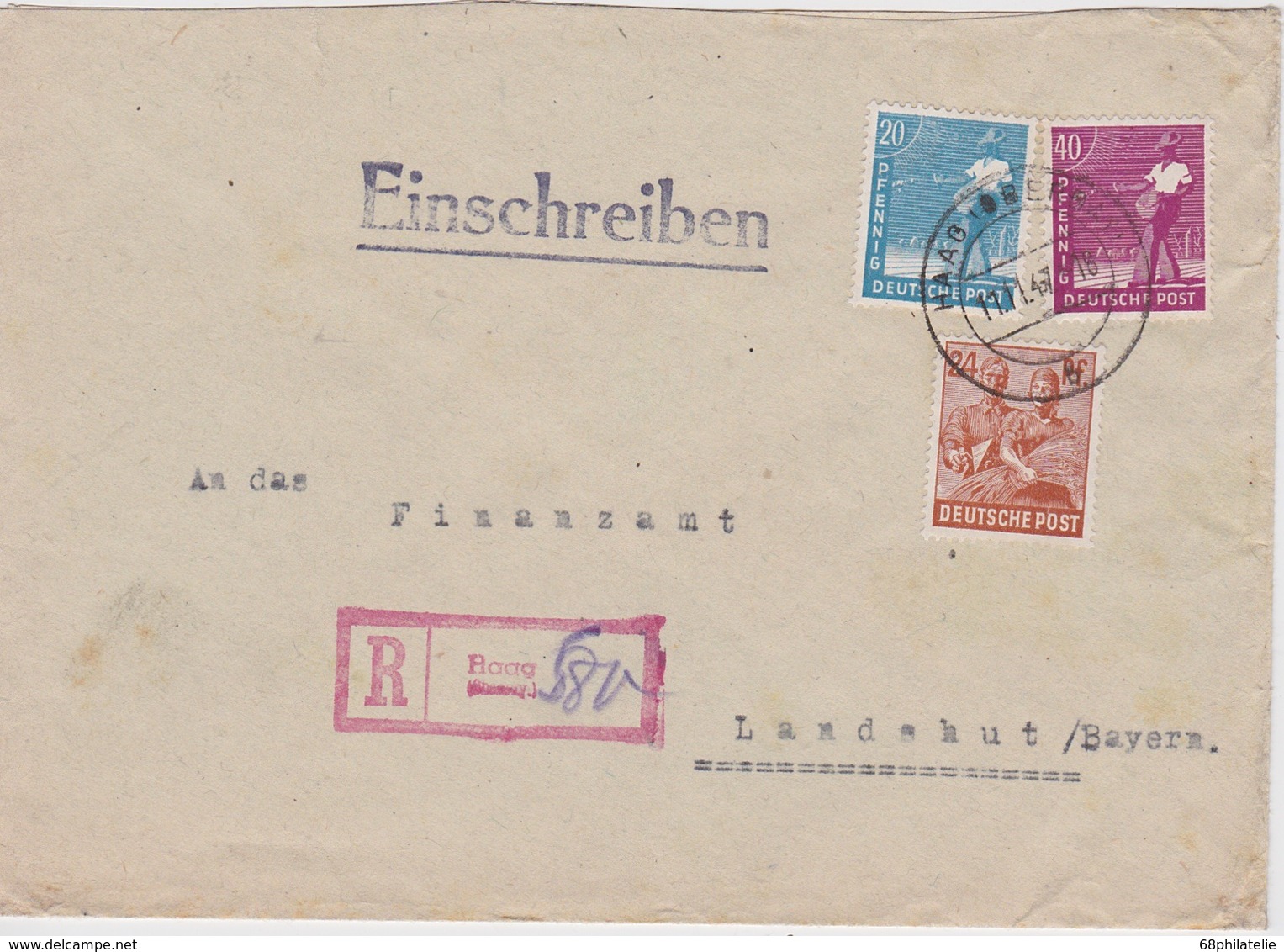 ALLEMAGNE 1947   ZONE AAS   LETTRE RECOMMANDEE DE HAAG SANS CACHET ARRIVEE - Sonstige & Ohne Zuordnung