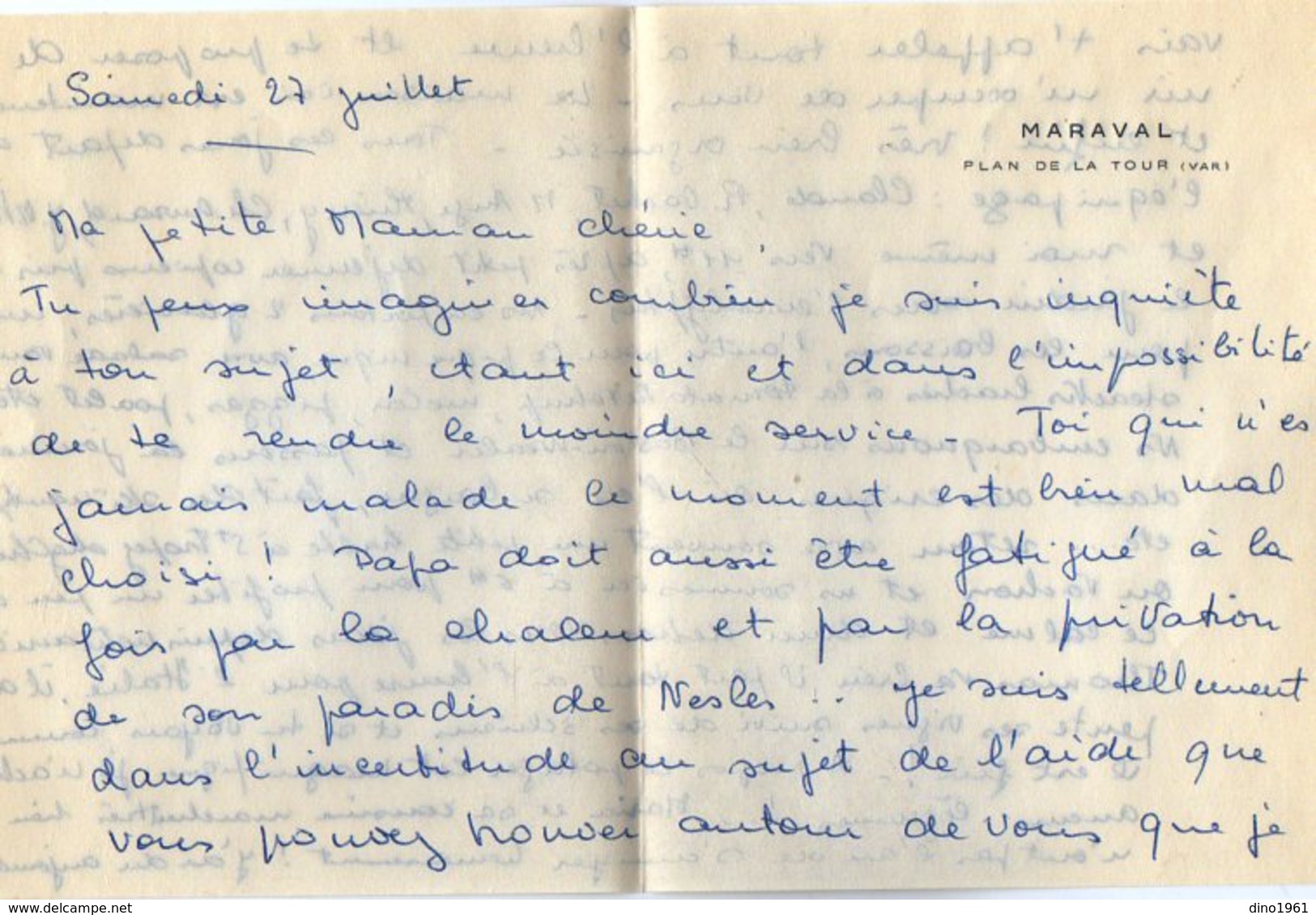 VP12.071 - Lettre De Mme Eliane BAUDOIN ? à Maraval PLAN DE LA TOUR ( Var ) - Manuscrits