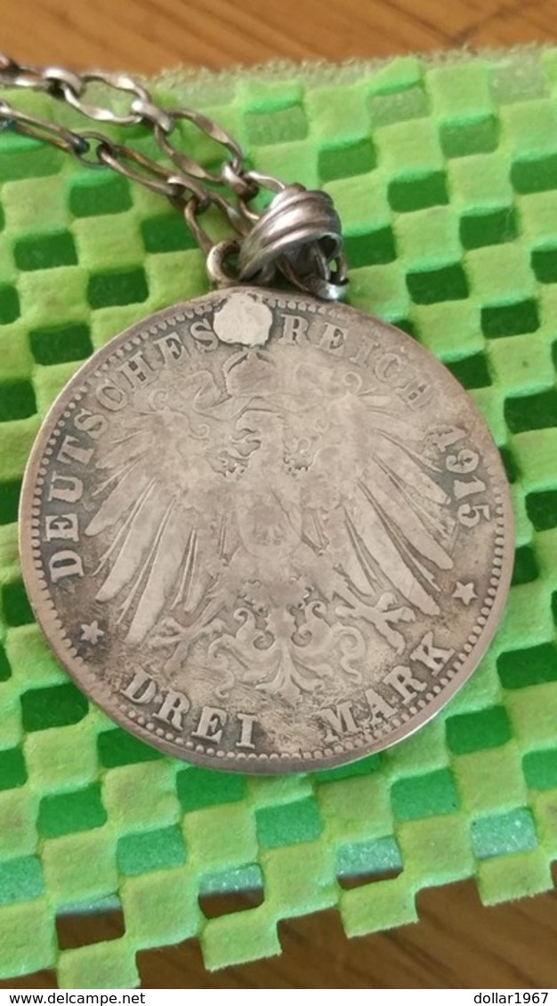 BADEN Drei Mark 1915 RD - G Aan Een Ketting - 2, 3 & 5 Mark Argent