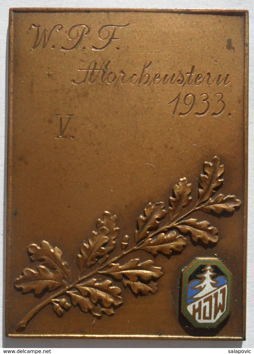 W.P.F. Morchenstein 1933 WINTER SPORT SKII SKIING, ALPINISM, MOUNTAIN CLIMBING PLAQUE   PLIM - Wintersport