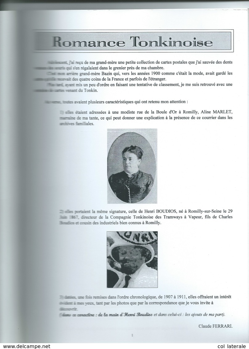 Indochine Romance Tonkinoise Recueil De Correspndances TB 30 X 20 Cm 55 Pages 5 Scans - Histoire