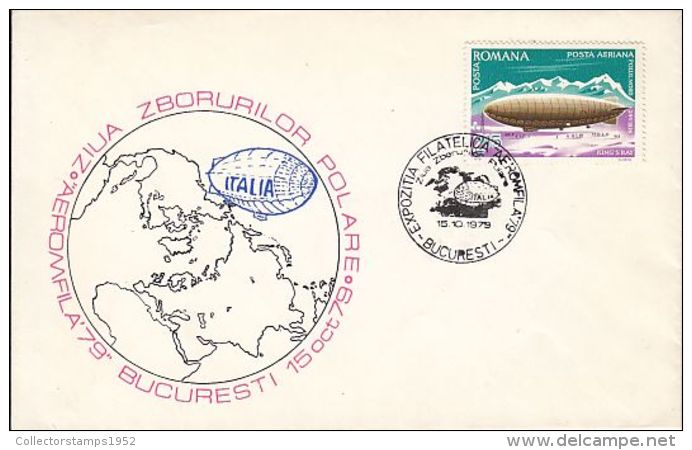 D4481- ZEPPELIN LZ-127 AT NORTH POLE, ARCTIC FLIGHT, SPECIAL COVER, 1979, ROMANIA - Vuelos Polares