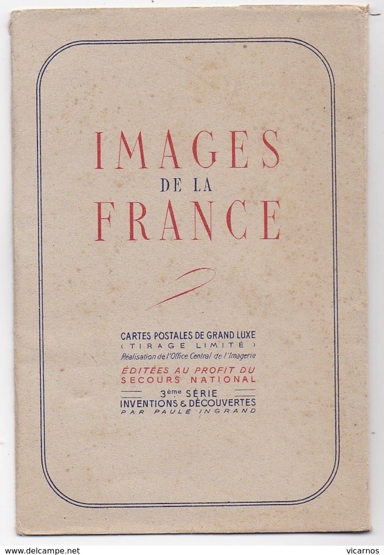 CARNET ILLUSTRATEUR Ingrand Secours National Inventions Et Decouvertes  10 Cartes Complet - Other & Unclassified