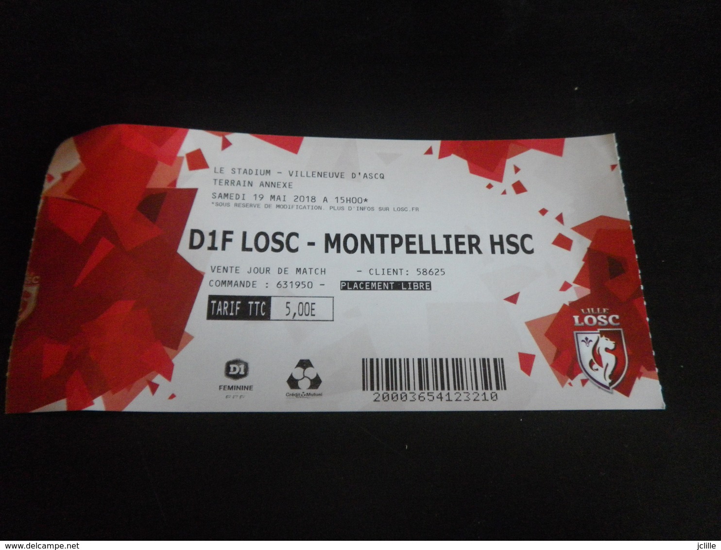 Ticket Football LILLE MONTPELLIER - FEMININ 2017 2018 L1 - Habillement, Souvenirs & Autres