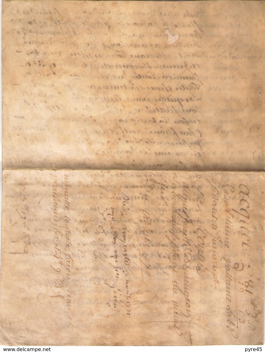 ACTE NOTARIE SUR PEAU DE 1770 DE LORRAINE ET BAR ACTE DE VENTE - Manuscrits