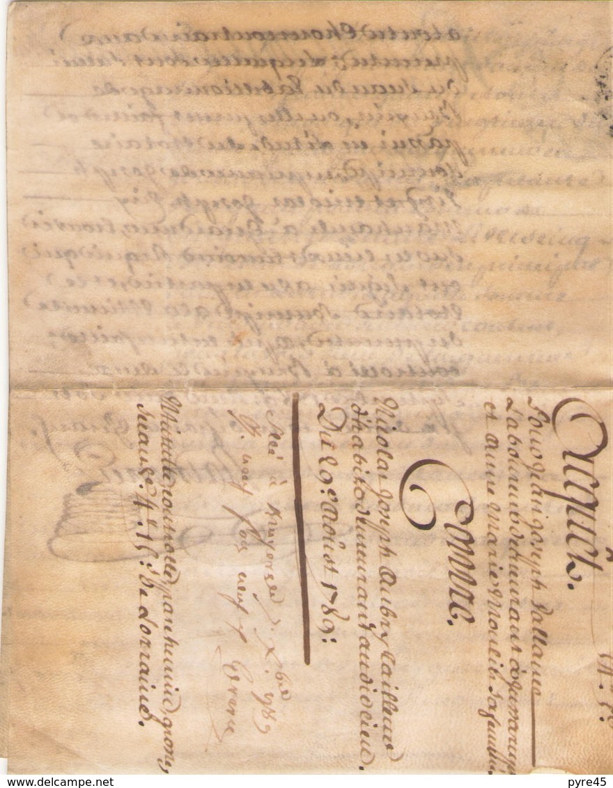 ACTE NOTARIE SUR PEAU DE 1789 DE LORRAINE ET BAR ACTE DE VENTE - Manuscrits
