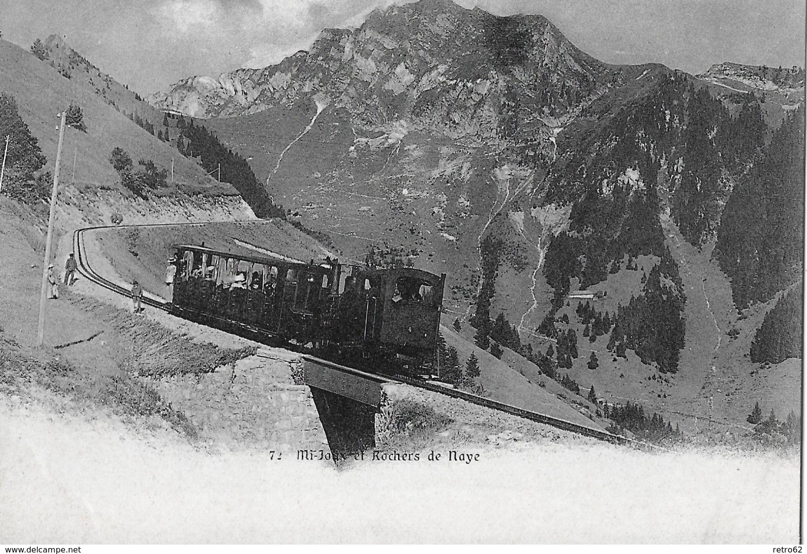 CHEMIN DE FER DE NAYE → Vollbesetzter Dampfzug Und Passanten, Lichtdruck Ca.1900 - Autres & Non Classés