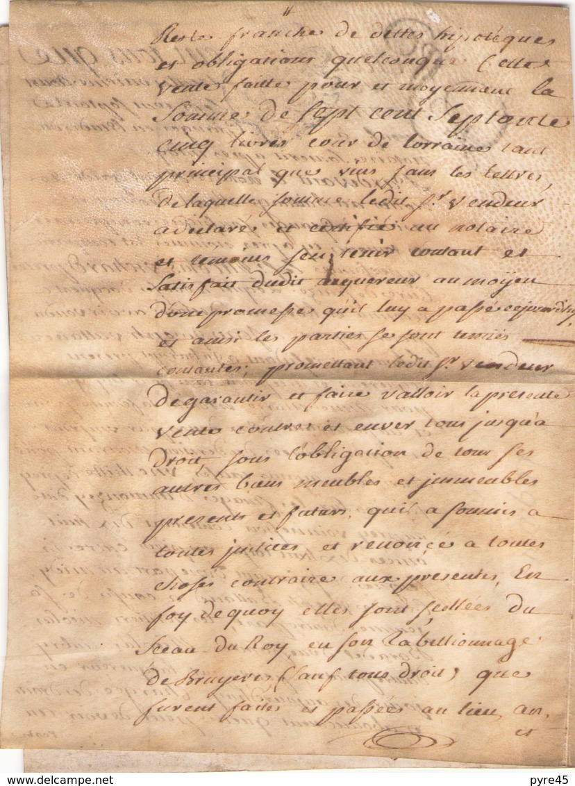 ACTE NOTARIE SUR PEAU DE 1779 DE LORRAINE ET BAR ACTE DE VENTE - Manuscritos