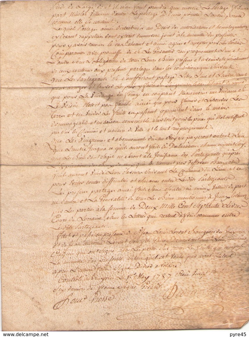 ACTE NOTARIE SUR PEAU DE 1787 DE LORRAINE ET BAR ACTE DE VENTE - Manuscrits