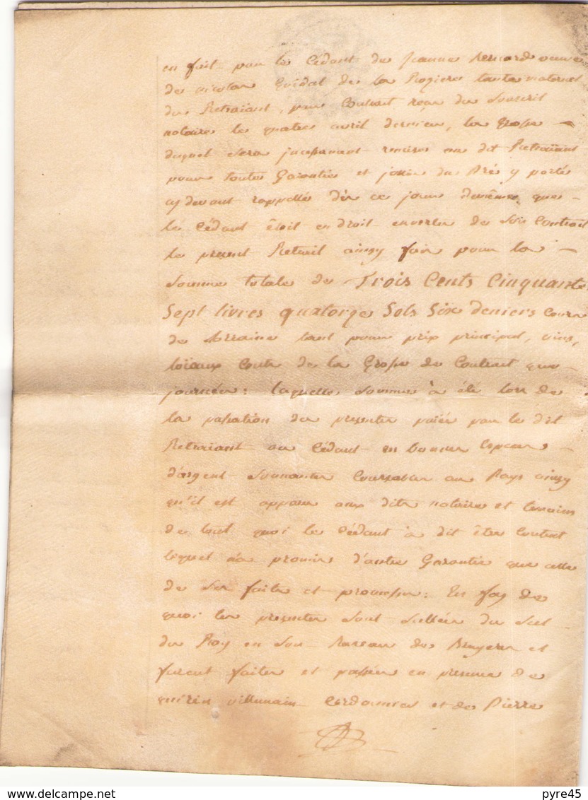 ACTE NOTARIE SUR PEAU DE 1790 DE LORRAINE ET BAR - Manuscrits