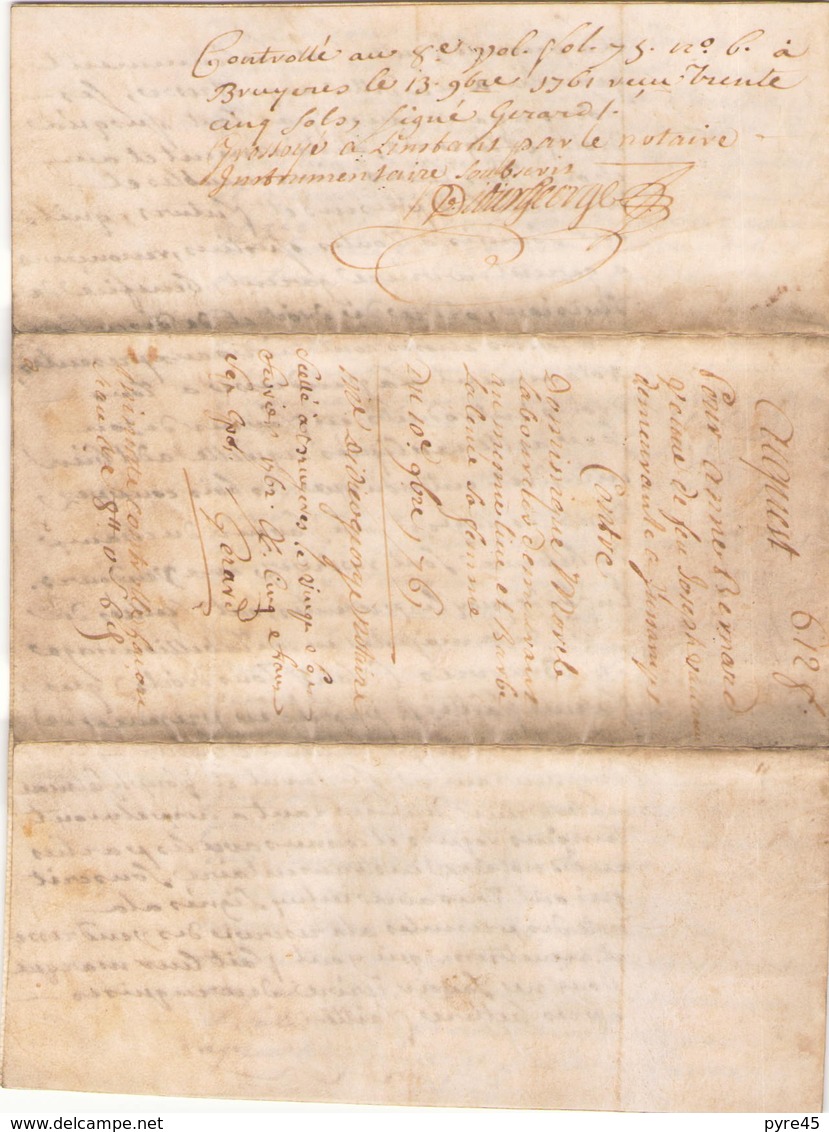 ACTE NOTARIE SUR PEAU DE 1761 DE LORRAINE ET BAR - Manuscrits