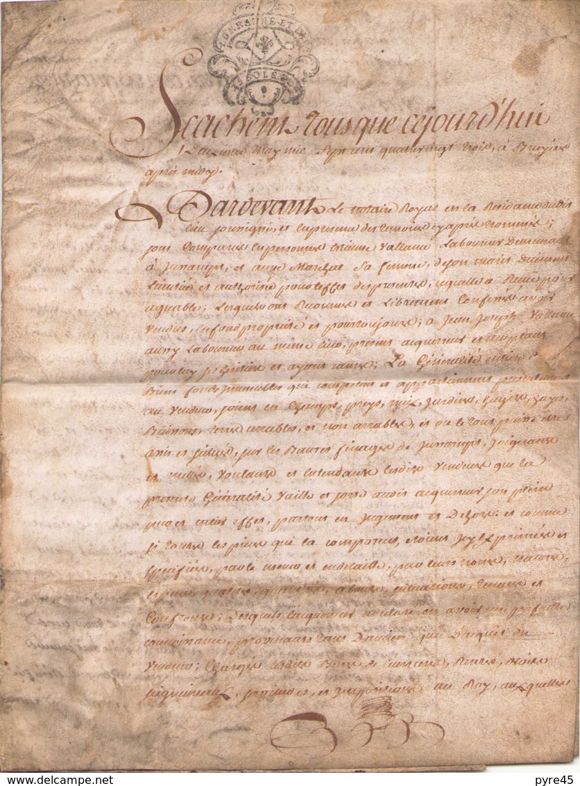 ACTE NOTARIE SUR PEAU DE 1783 DE LORRAINE ET BAR - Manuscrits