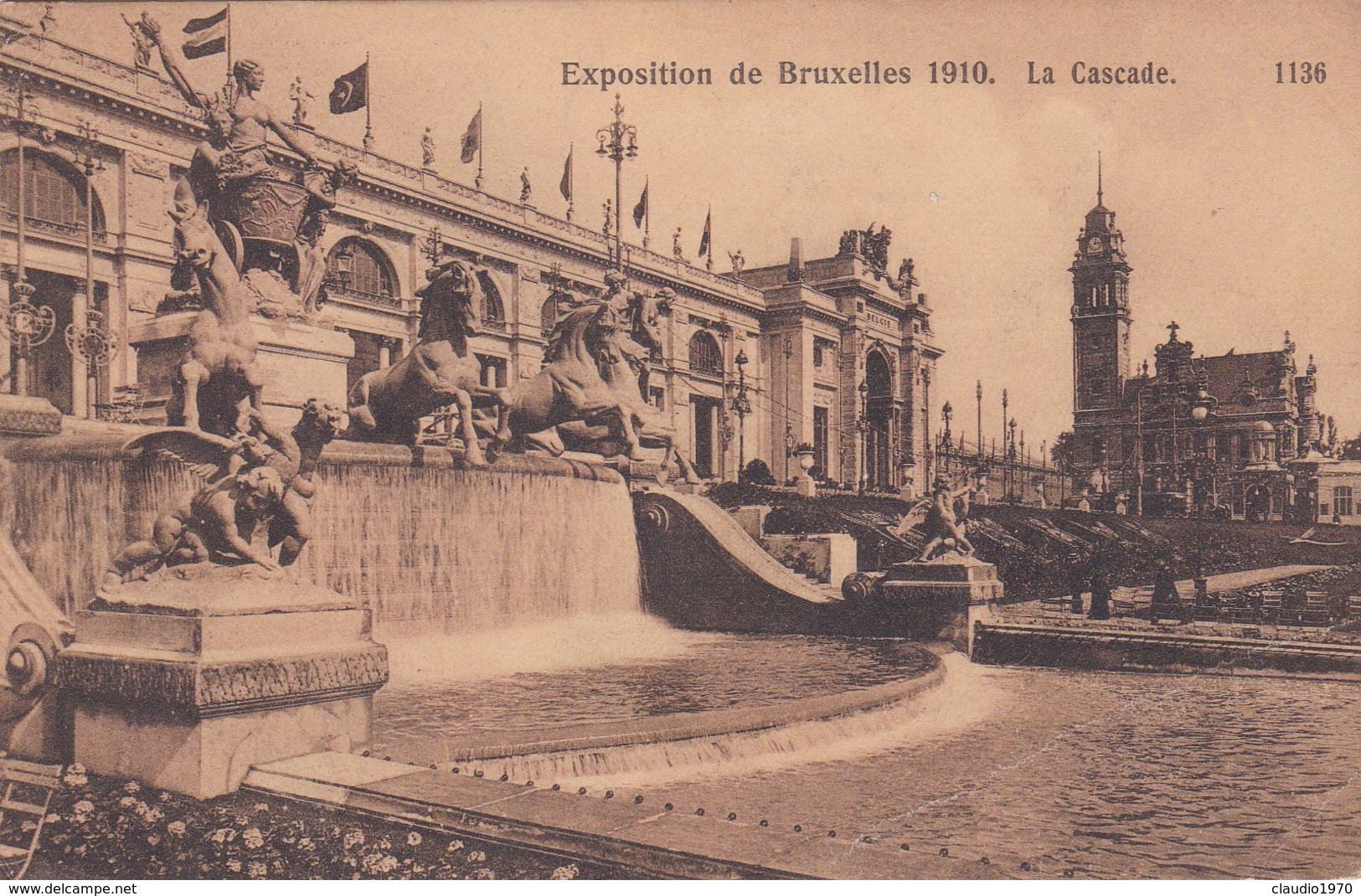 CARTOLINA - POSTCARD - BELGIO - EXPOSITION DE BRUXELLES 1910. LA CASCADE - Mostre Universali