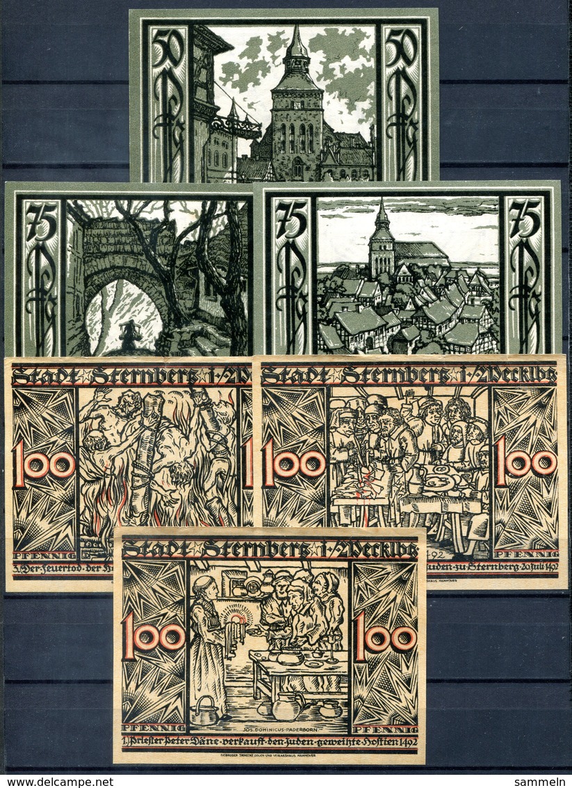 S087 - NOTGELD - 6 Versch. Scheine Aus STERNBERG / Mecklenburg - Lokale Ausgaben