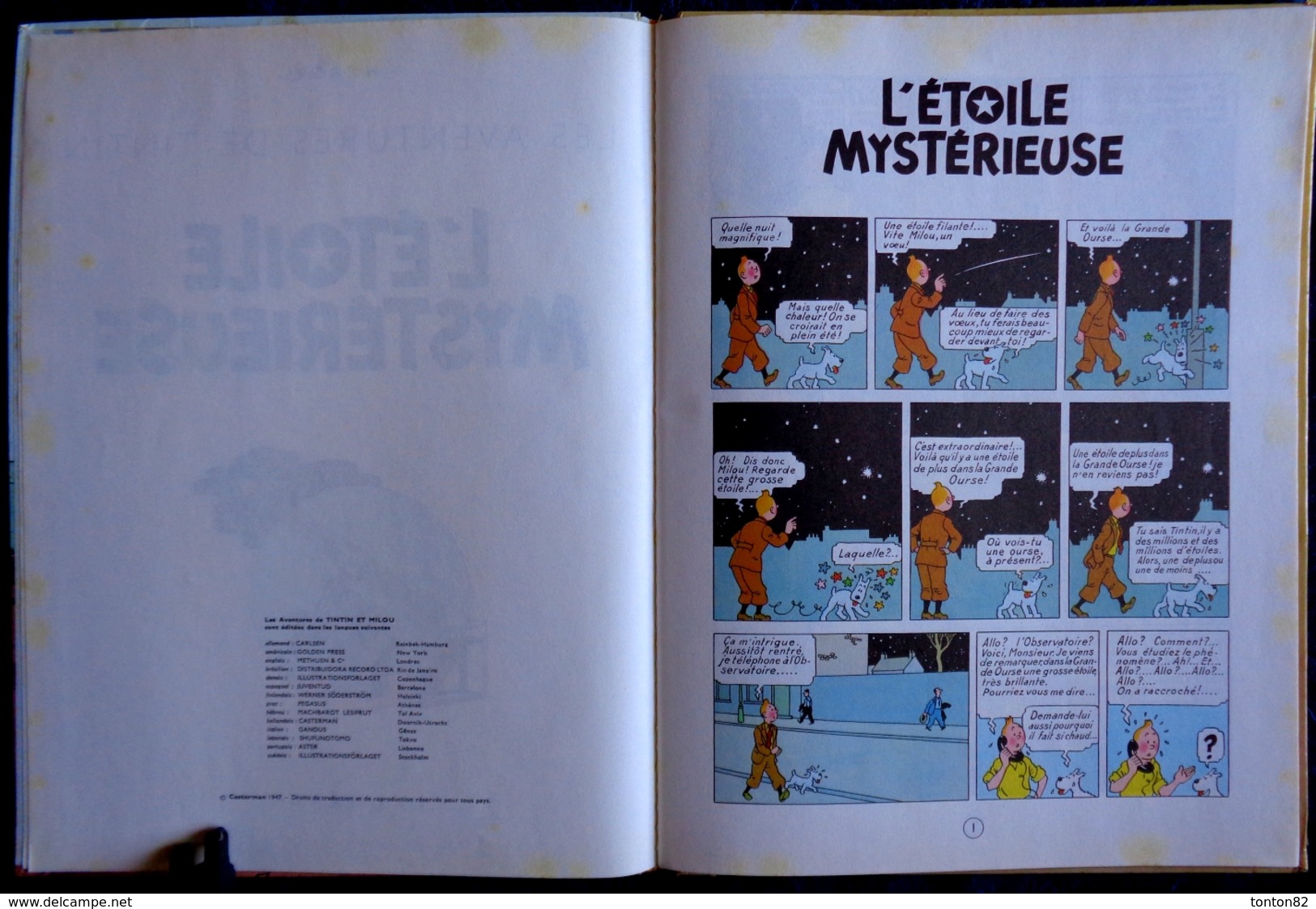 Hergé -TINTIN -  L' Étoile Mystérieuse - Casterman - ( 1973 - 10 B 39 ) . - Tintin