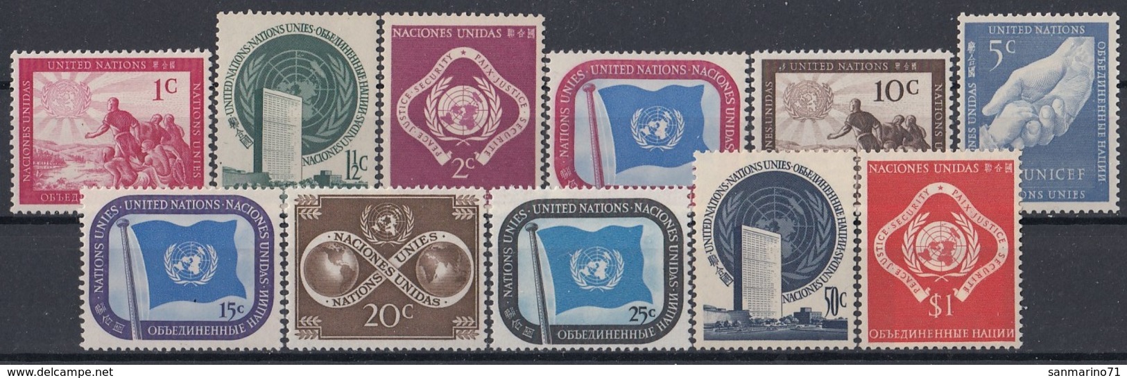 UNITED NATIONS New York 1-11,unused - Ungebraucht