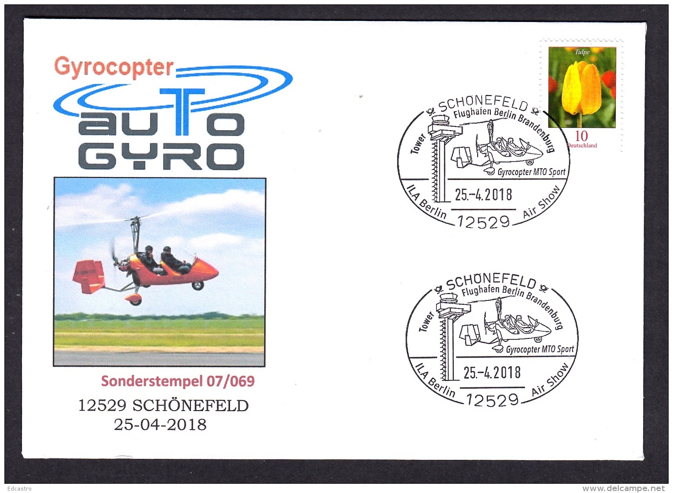 1.- GERMANY 2018 SPECIAL POSTMARK - GYROCOPTER AUTO GYRO - SCHONEFELD - Helicópteros