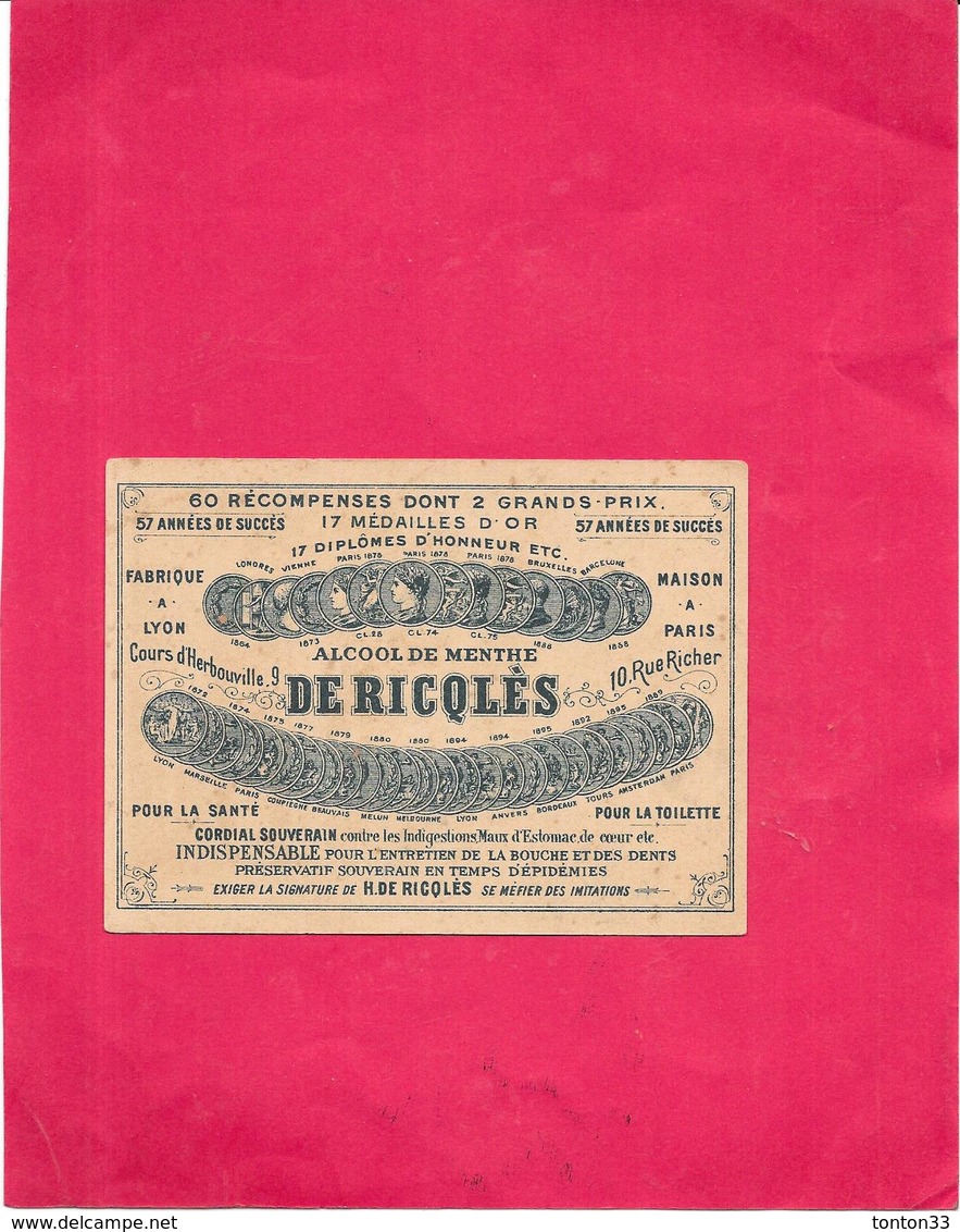 CHROMO Alcool De Menthe RICQLES  57 Années De Succès - Buvez Camarades Quelques Gouttes.... Désaltérés - BARA1  - - Autres & Non Classés