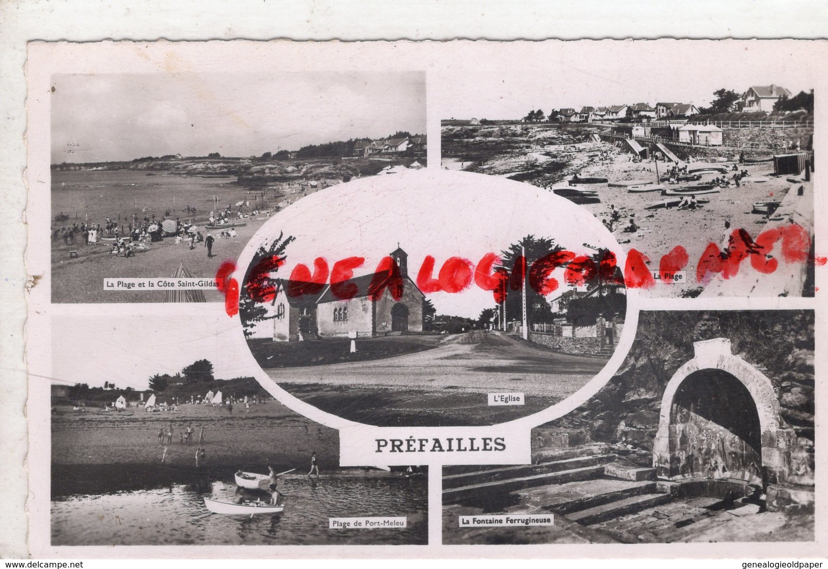 44 - PREFAILLES- LA PLAGE ET LA COTE SAINT GILDAS- PORT MELEU- EGLISE- FONTAINE FERRUGINEUSE - Préfailles