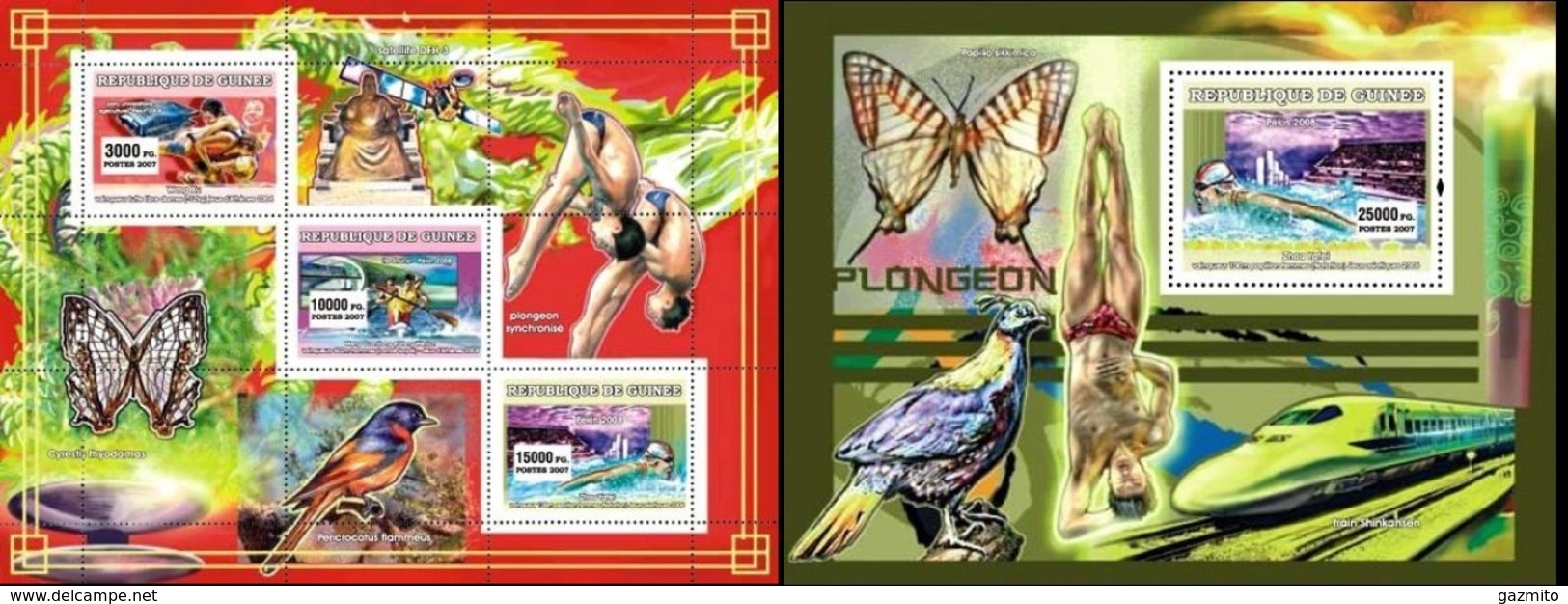 Guinea 2007, Sport 6, Diping, Swimming, Bird, 3val In BF +BF - Kunst- Und Turmspringen