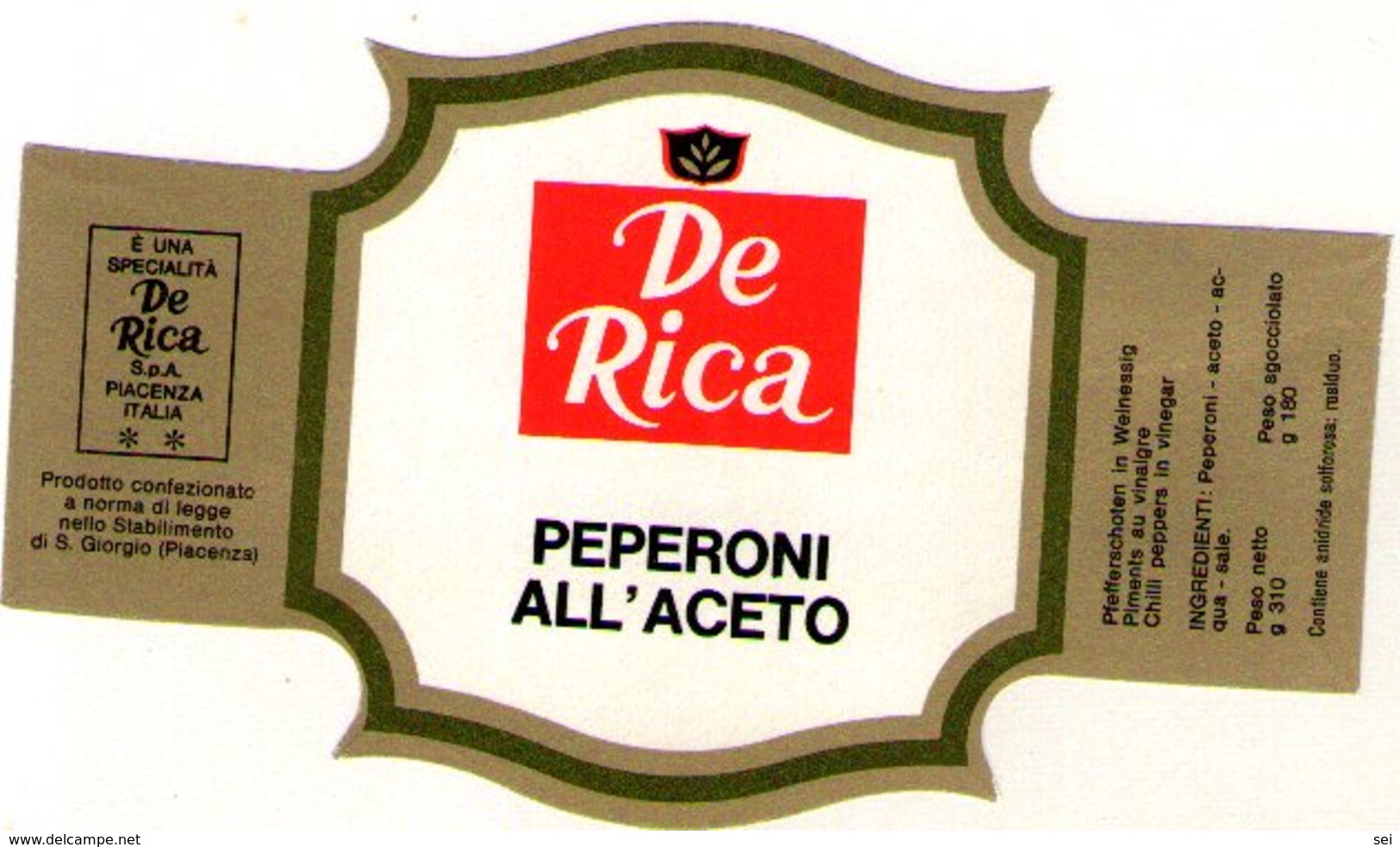 B 1816 - Etichetta, De Rica - Frutta E Verdura