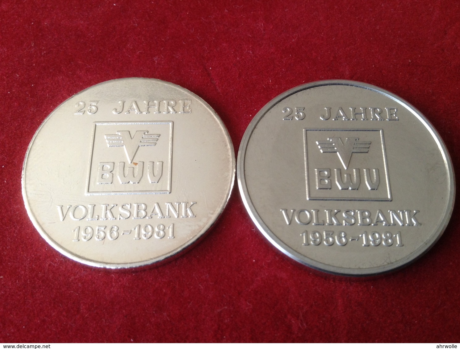 Medaillen Sinzig Rhein Schloss Sinzig 25 Jahre BWV Volksbank 1981 Silber Und Zinn - Pièces écrasées (Elongated Coins)