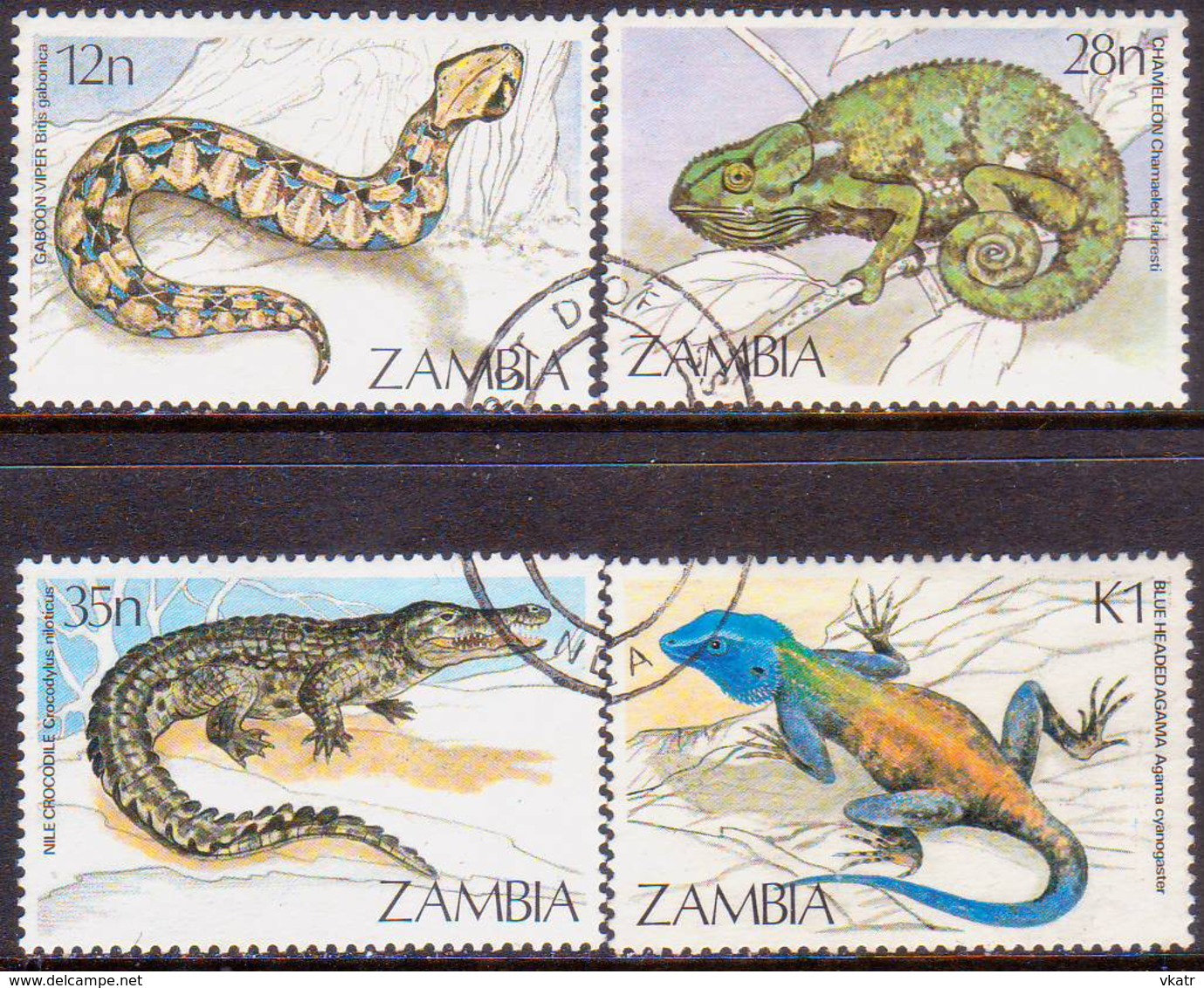 ZAMBIA 1984 SG #412-15 Compl.set Used Reptiles - Zambia (1965-...)