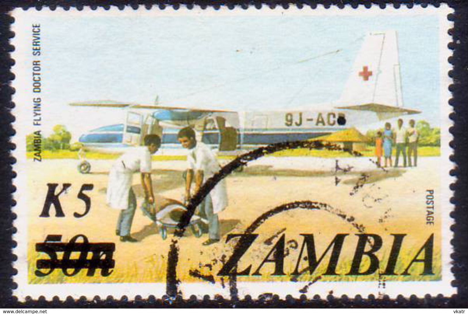 ZAMBIA 1985 SG #424 5k On 50n Used - Zambia (1965-...)