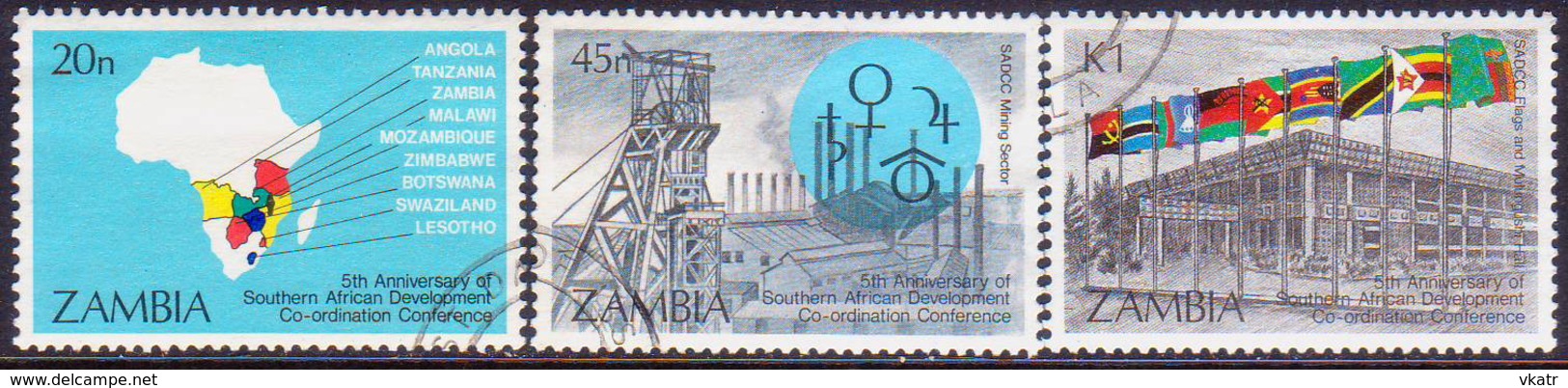 ZAMBIA 1985 SG #429-31 Compl.set Used African Development Conference - Zambia (1965-...)