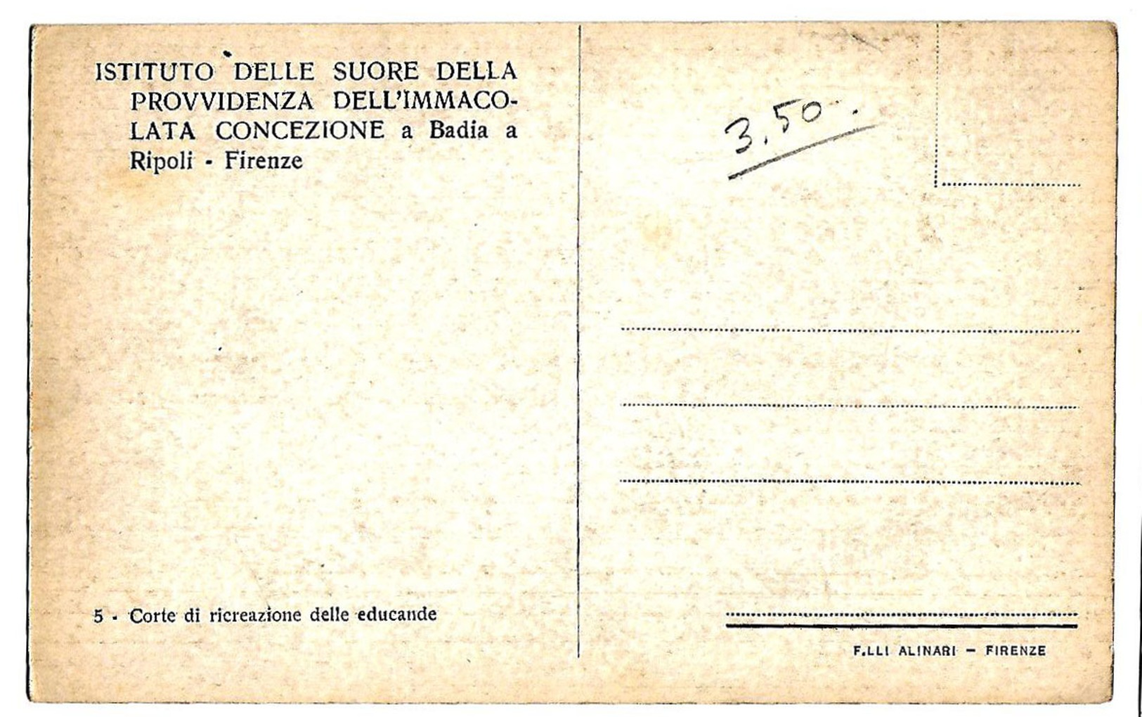 Istituto Delle Suore Della Provvidenza Dell'Immacolata Concezione - Badia A Ripoli (Firenze) - Corte Di Ricrezione. - Scuole