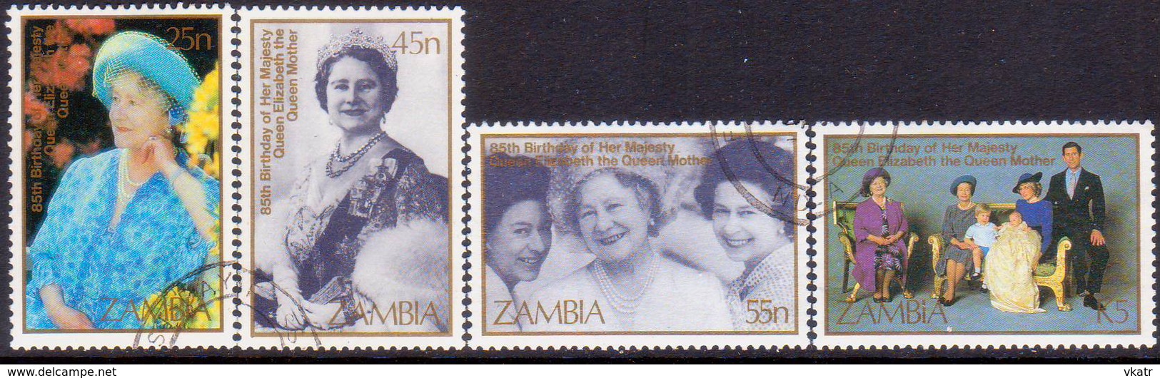 ZAMBIA 1985 SG #432-35 Compl.set Used Queen Mother - Zambia (1965-...)