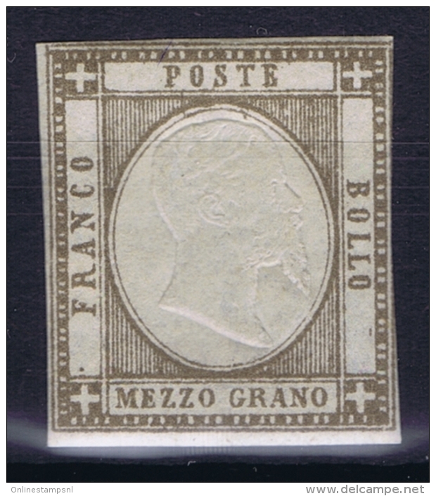 Italy Napoli 1861 Sa 18 , Mi. 2 MH/* Flz/ Charniere  Doppa  Effigie , Double Head Embossed - Nápoles