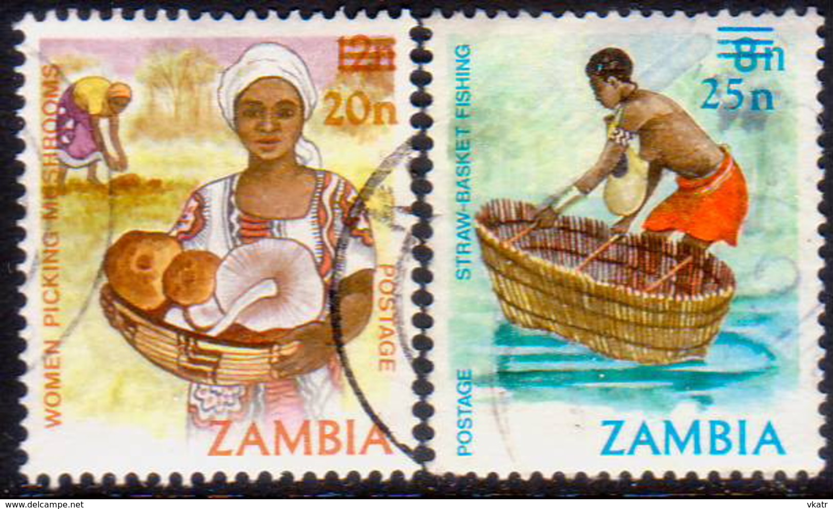 ZAMBIA 1985 SG #436-37 Compl.set Used Surcharges - Zambia (1965-...)