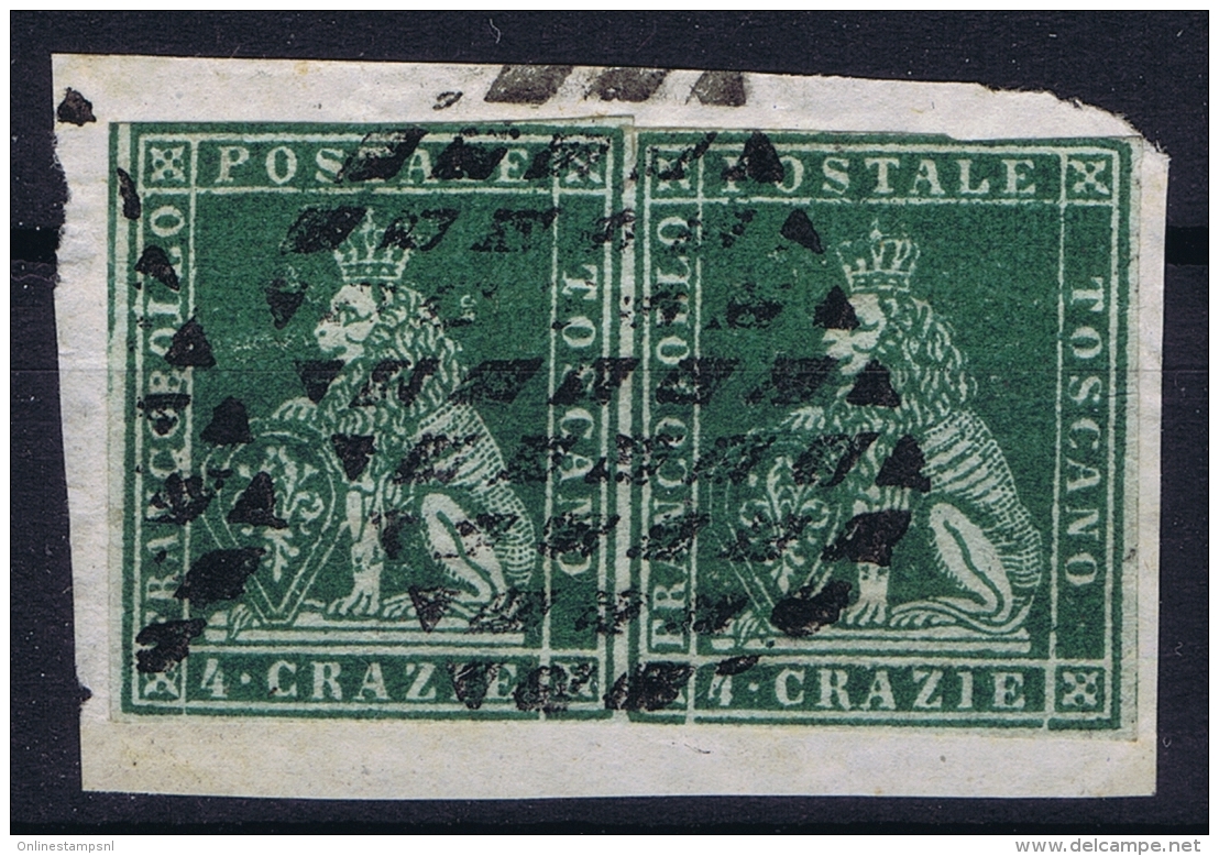Italy  Toscana  Sa 6 Mi Nr  6     Pair  Obl./Gestempelt/used  On  Paper Pair  Sa CV 1000,- - Toskana