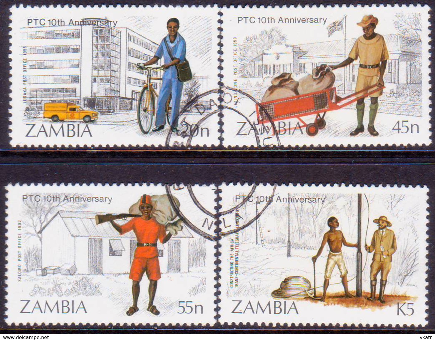 ZAMBIA 1985 SG #441-44 Compl.set Used Posts And Telecommunications Corporation - Zambia (1965-...)