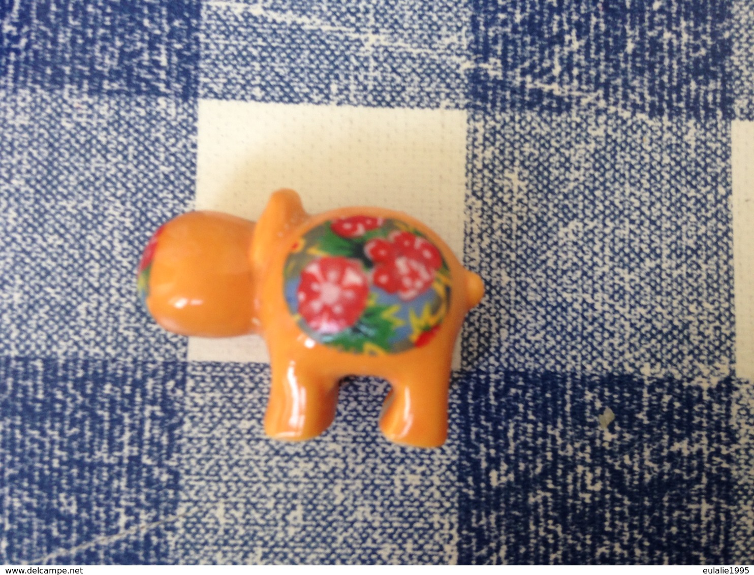 Feve Hippopotame Orange Fleuri - Animals