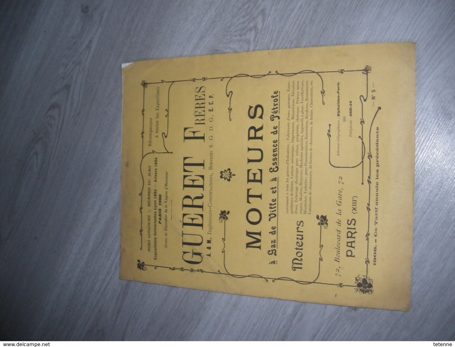 Catalogue  GUERET Frères Moteurs à Gaz De Ville Et Essence De Pétrole Convenant à L'industrie 1908 - Unclassified