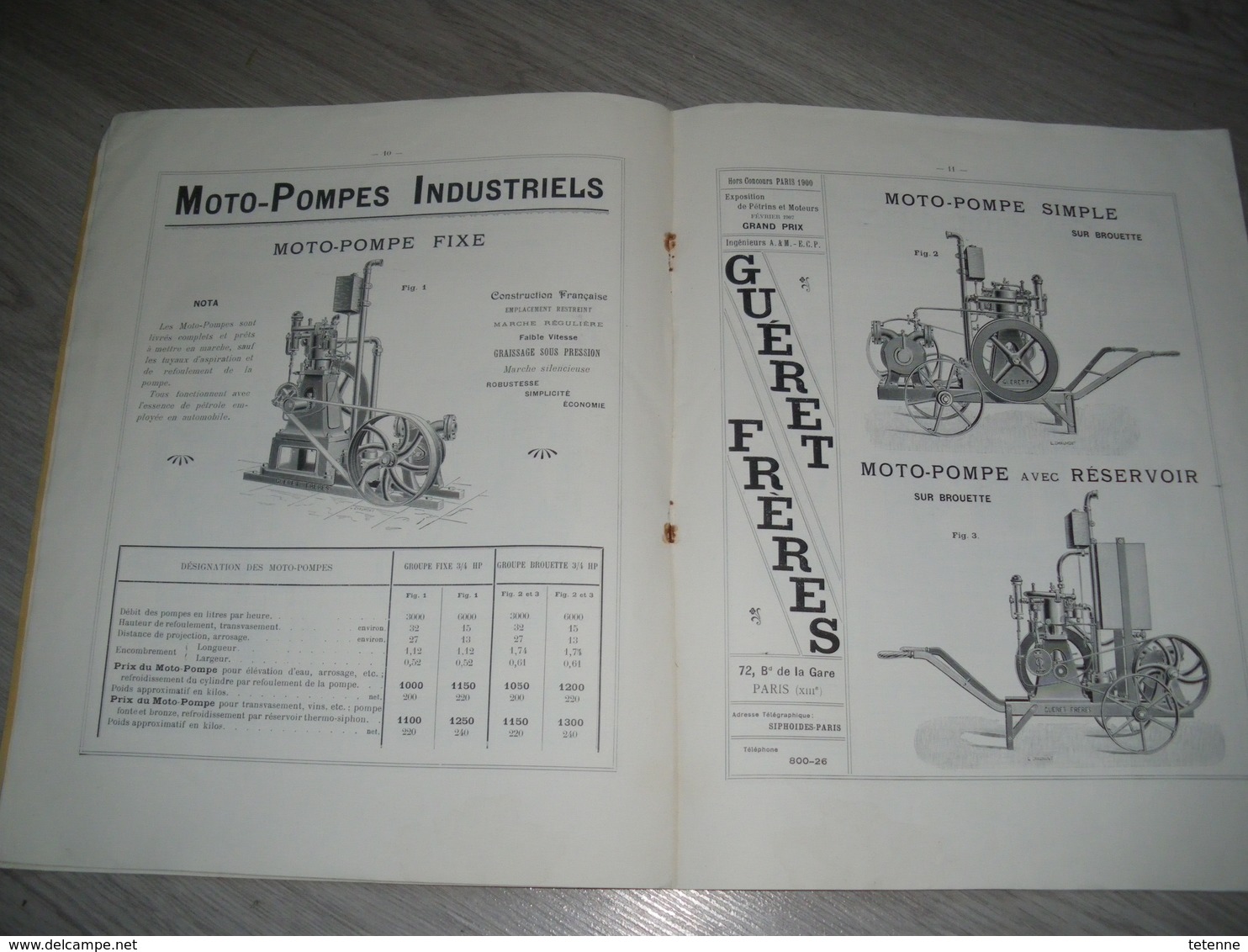 catalogue  GUERET Frères moteurs à gaz de ville et essence de pétrole convenant à l'industrie 1908