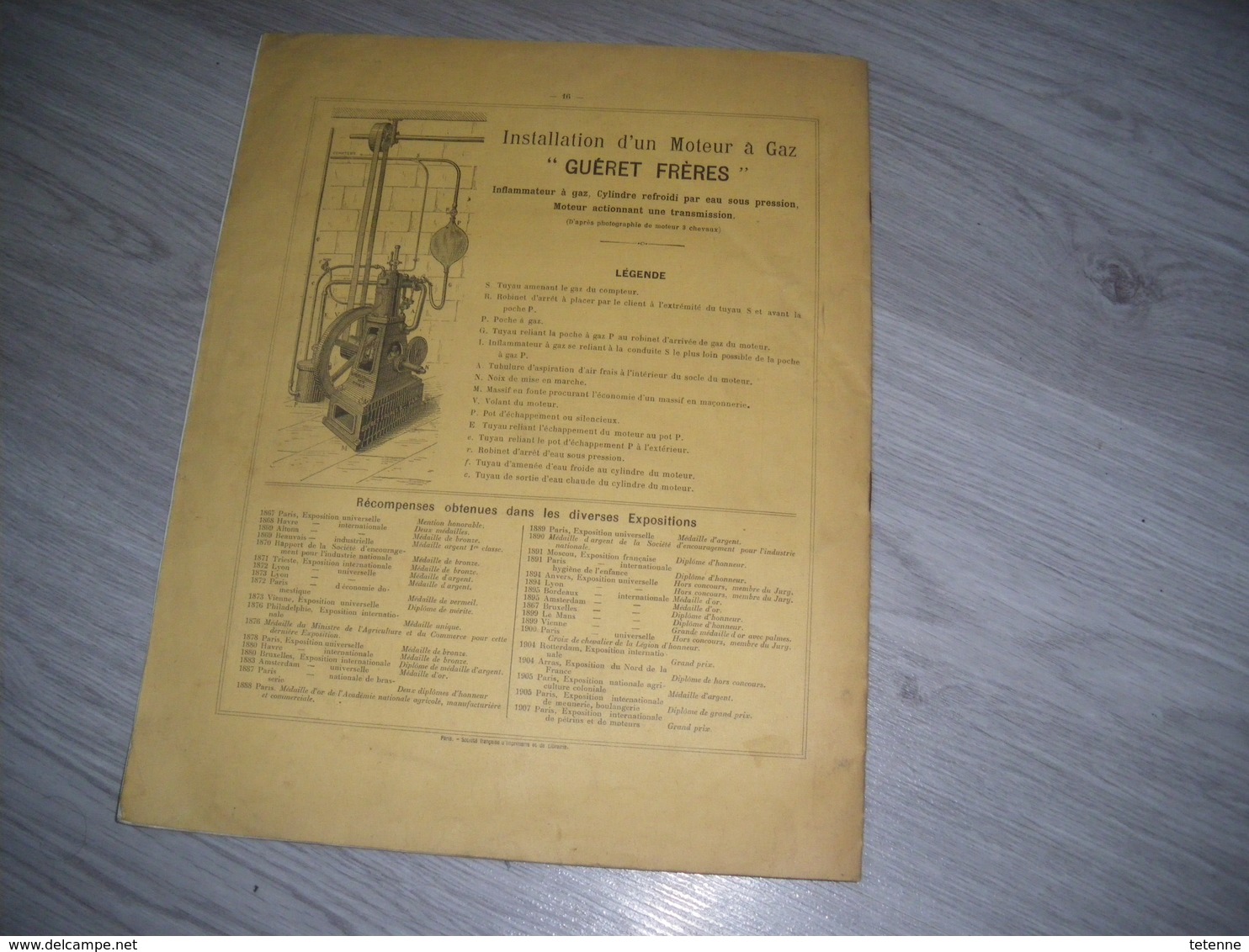 catalogue  GUERET Frères moteurs à gaz de ville et essence de pétrole convenant à l'industrie 1908