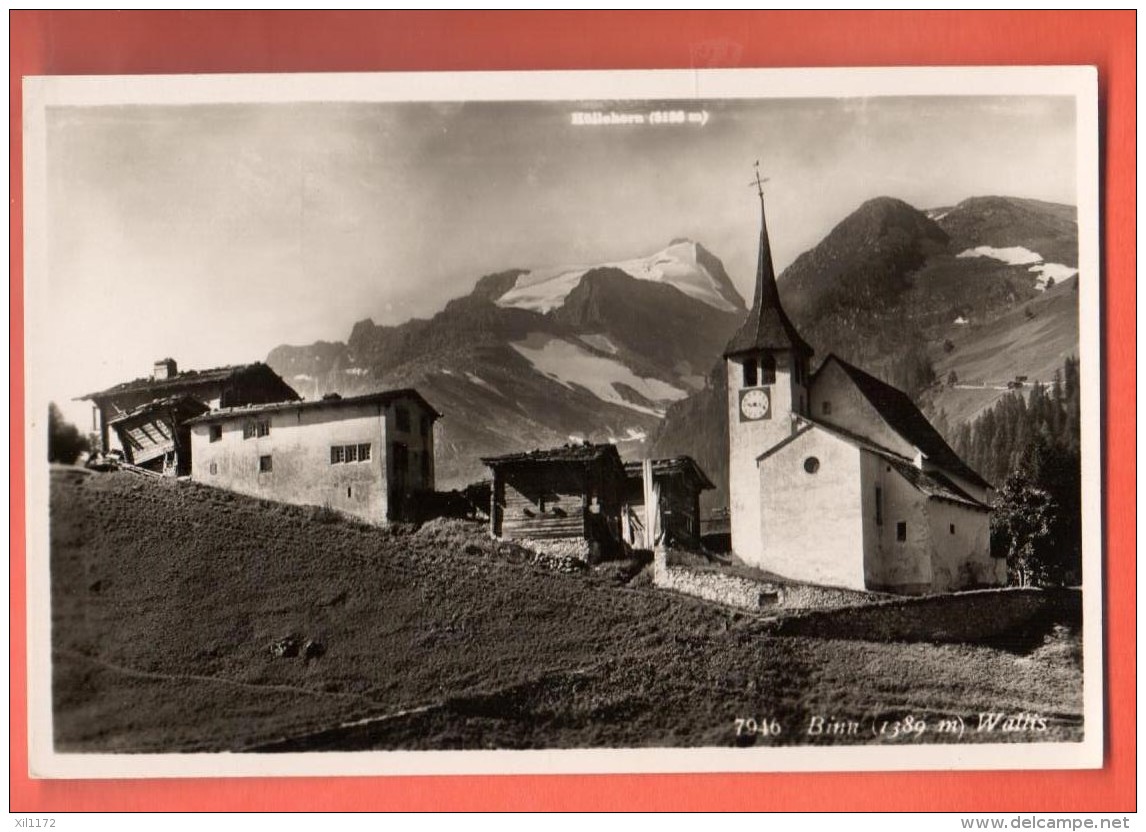 DA02-29  Goms Conches Binn Kirche Und Breithorn. VISA BRB 1939. Sepia. Nicht  Gelaufen - Binn