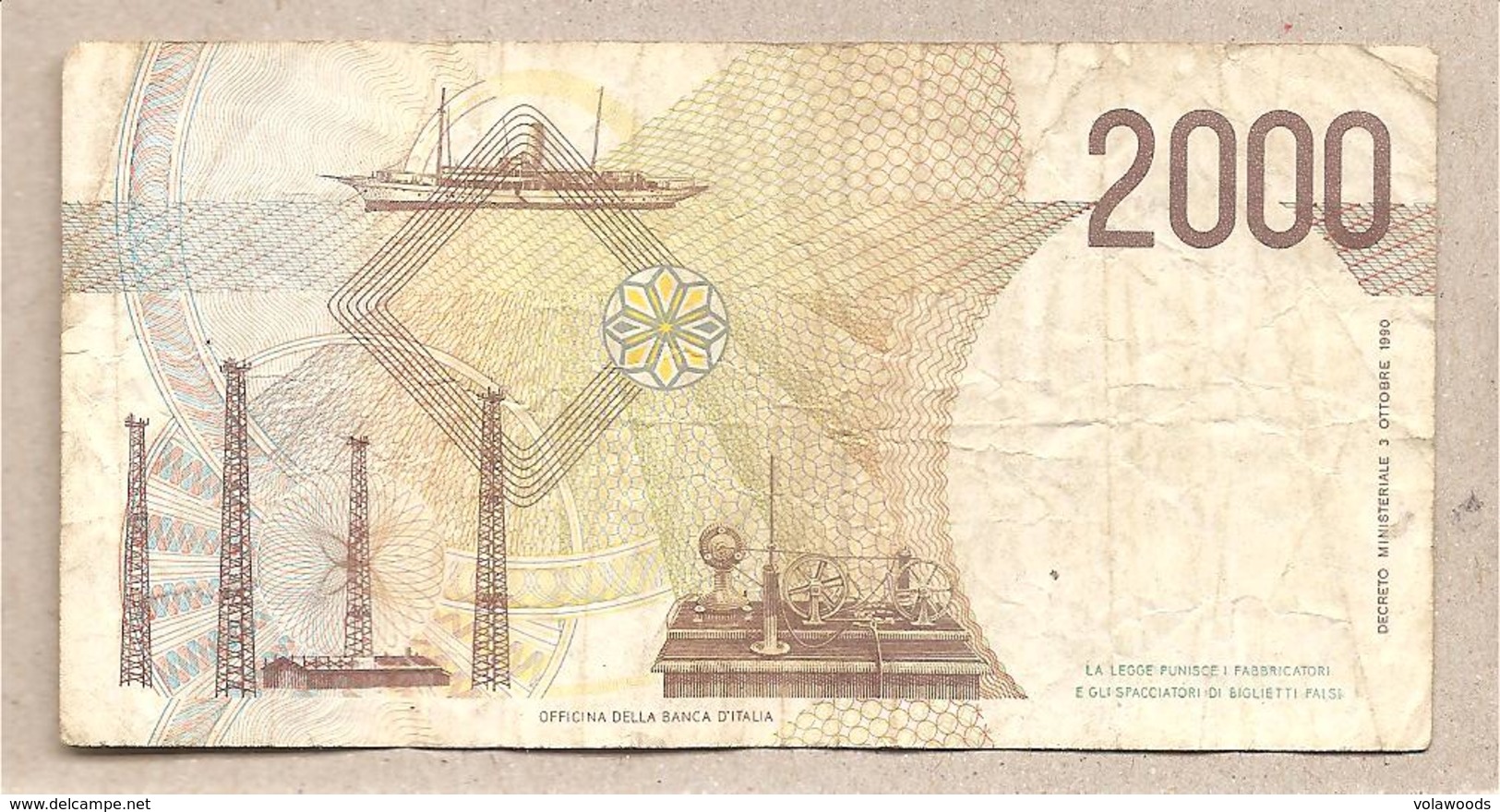 Italia - Banconota Circolata Da £ 2000 Marconi P-115a.2 - 1992 #19 - 2000 Lire