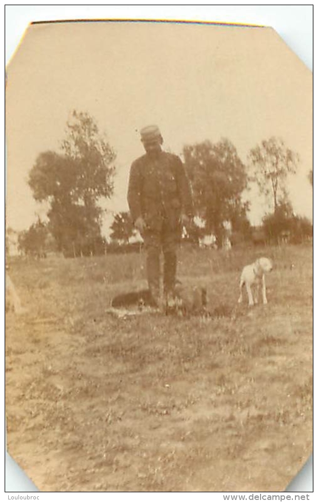 PHOTO ORIGINALE  SOLDAT PREMIERE GUERRE MONDIALE  AVEC DES CHIENS - Guerra, Militares