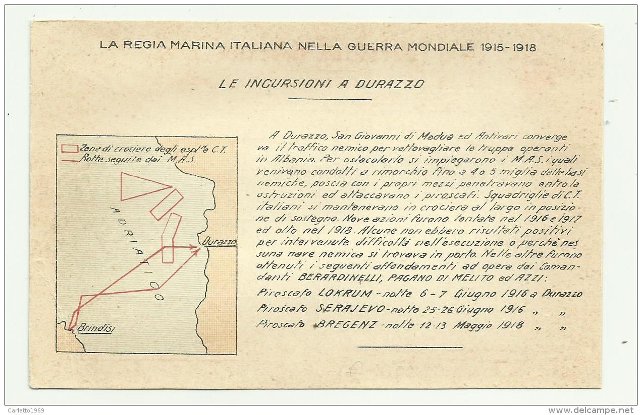 REGIA MARINA - LE INCURSIONI A DURAZZO  - NV FP - Guerra 1914-18